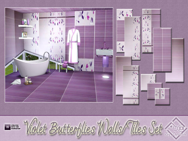 Ściany i podłogi - Violet Butterflies Walls-Tiles Set.jpg