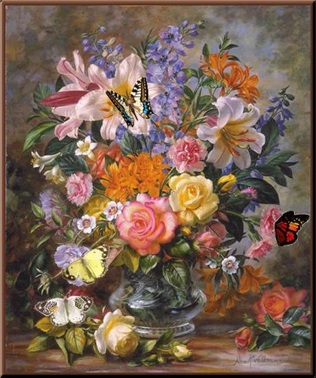 Gify-Kwiaty - kwiaty latajce motyle.gif