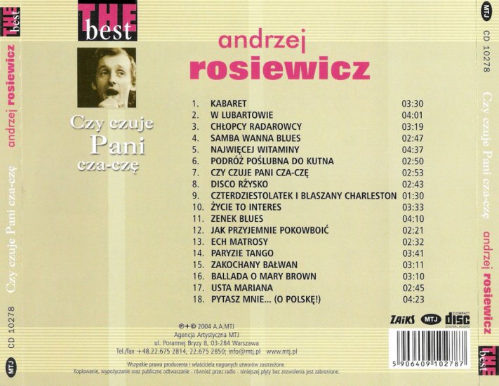2004 - Czy czuje Pani cza-czę - The best - 2004 - Andrzej Rosiewicz-Czy Czuje Pani Cza-Czę-The Bestback.JPG