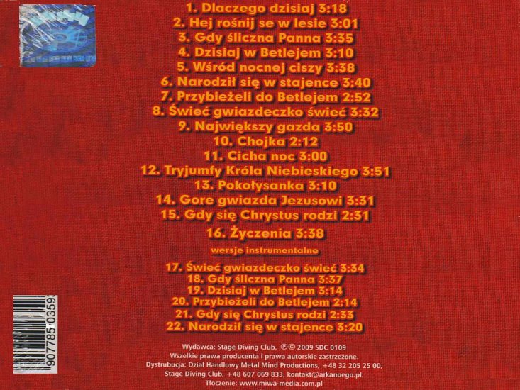   Arka Noego - Dla małych i dużych. Discography 1999 - 2011 - 960_Arka Noego - 2009 Kolędy -Back 1280-960.jpg