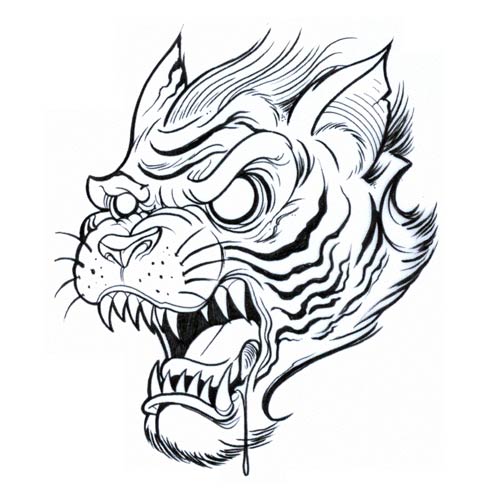 Zwiezaki - Furious_cartoon_outline_tiger_head_tattoo_design.jpg