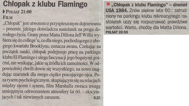 Matt Dillon - Flamingo Kid, The Chłopak z klubu Flamingo 1984, reż.... Tomei, John Torturro. Gazeta Telewizyjna 6 XII 1997.jpg